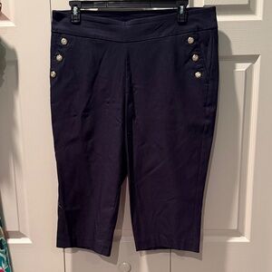 # Counterparts 2X Navy Capris with Button Accents